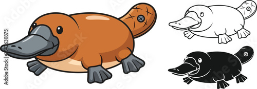 Cute cartoon platypus vector illustration design template