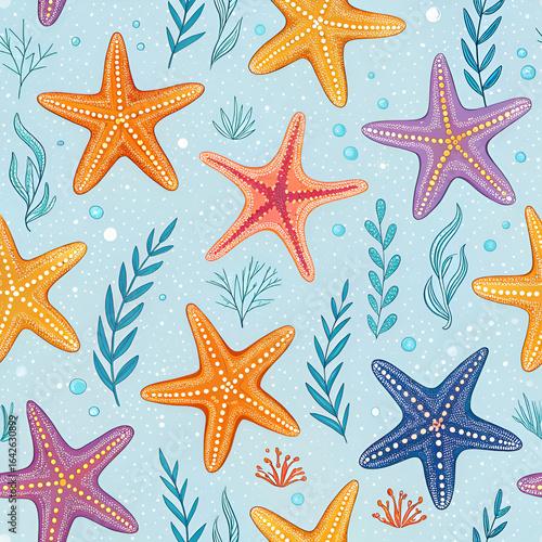 seamless pattern with sea stars