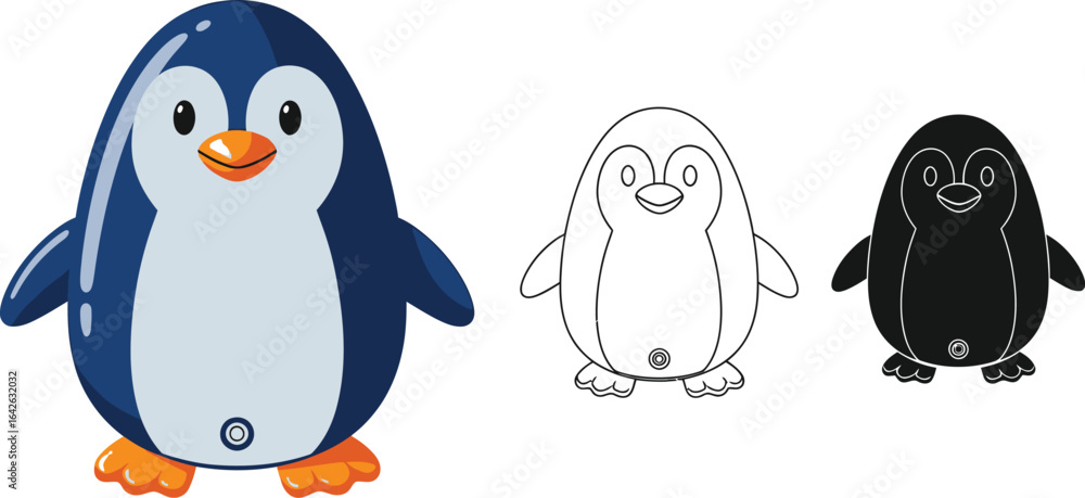 Obraz premium Penguin cartoon vector illustration drawing design set