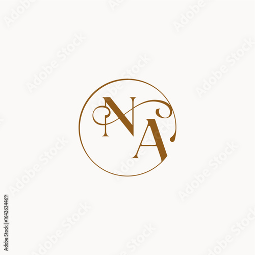 monogram elegant style luxurius feeling with flow NA circle fows wedding logo letter
