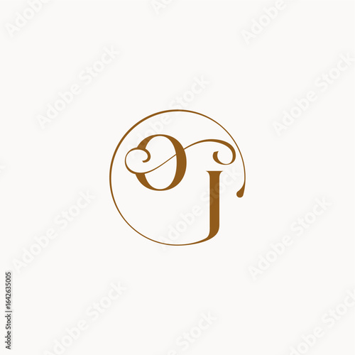 monogram elegant style luxurius feeling with flow OJ circle fows wedding logo letter