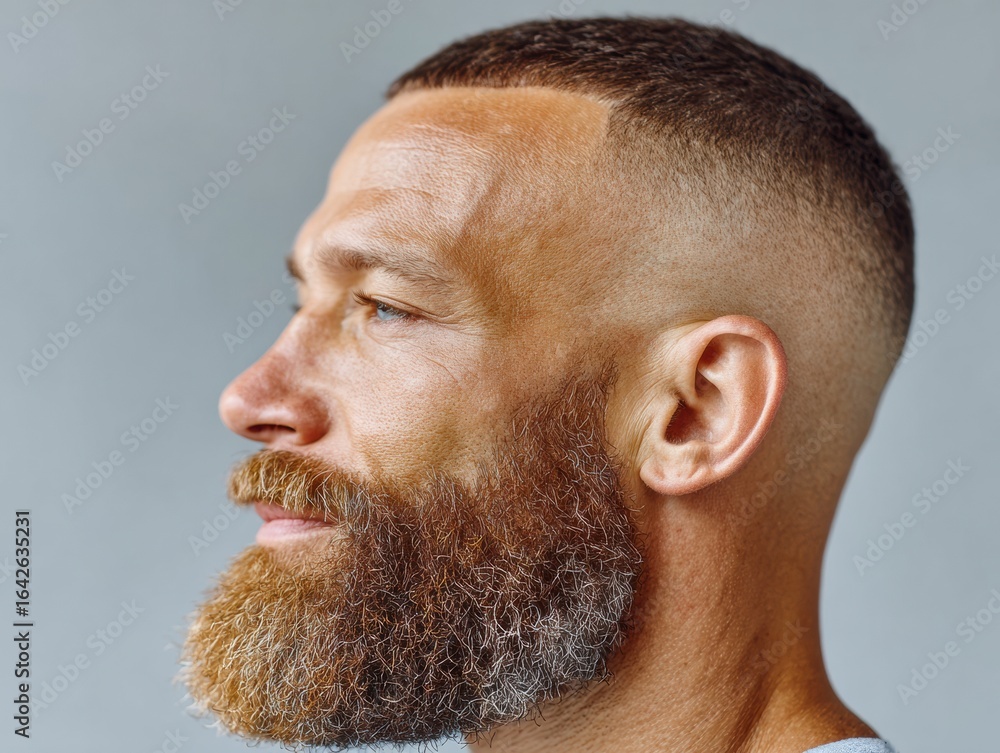 Fototapeta premium Modern Fade Haircut and Beard Grooming for Men Premium Barbershop Style for Confident Young Professionals in Lifestyle and Marketing Content