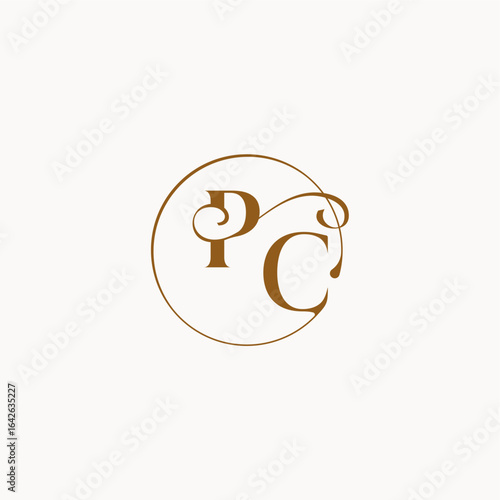 monogram elegant style luxurius feeling with flow PC circle fows wedding logo letter