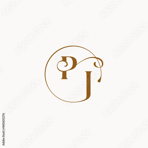 monogram elegant style luxurius feeling with flow PJ circle fows wedding logo letter
