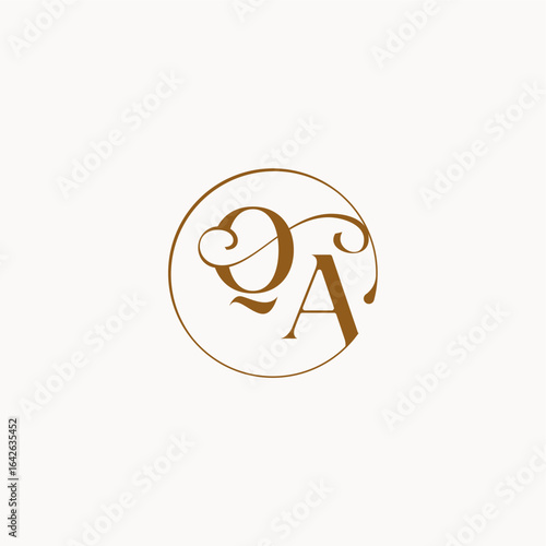 monogram elegant style luxurius feeling with flow QA circle fows wedding logo letter
