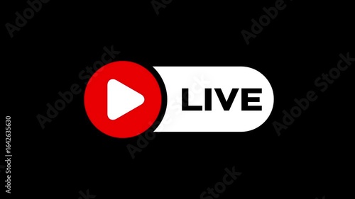 Wallpaper Mural Live streaming icon for online broadcast icon isolated animation. Red button for live video stream, news,TV and internet digital player icon.4k simple live streaming icon animation.Live icon 4k sign . Torontodigital.ca