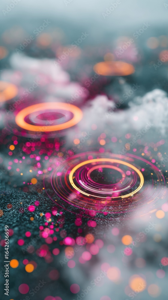 custom made wallpaper toronto digitalModern Gamified Learning Engagement with Floating Progress Rings and XP Icons in Tech Style for Young Professionals Marketing and Digital Content