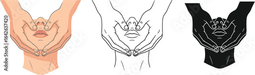 Sinus pressure relief massage technique for facial pain aid