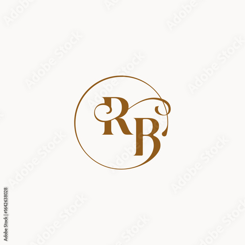 monogram elegant style luxurius feeling with flow RB circle fows wedding logo letter