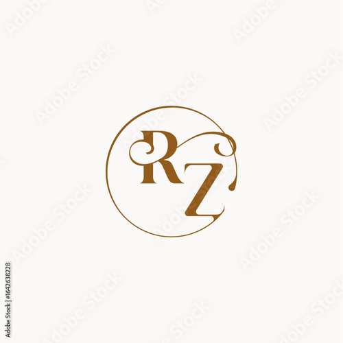 monogram elegant style luxurius feeling with flow RZ circle fows wedding logo letter