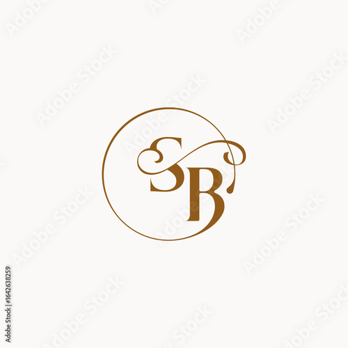 monogram elegant style luxurius feeling with flow SB circle fows wedding logo letter