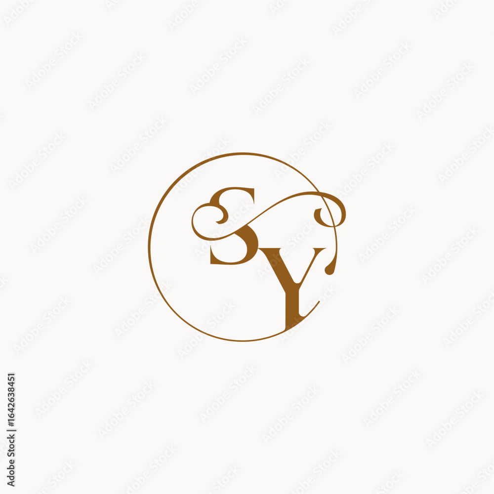 Obraz premium monogram elegant style luxurius feeling with flow SY circle fows wedding logo letter