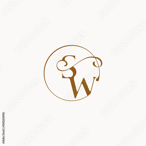 monogram elegant style luxurius feeling with flow SW circle fows wedding logo letter