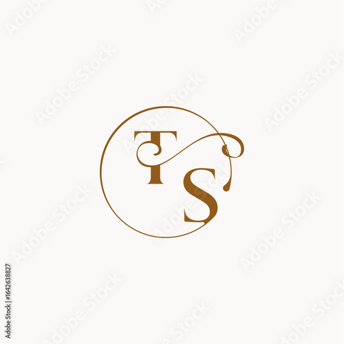 monogram elegant style luxurius feeling with flow TS circle fows wedding logo letter