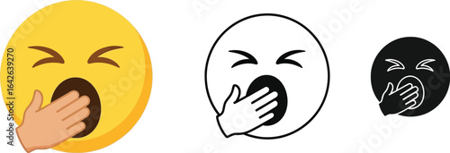 Yawning emoji vector illustration tired face sleepy icon set