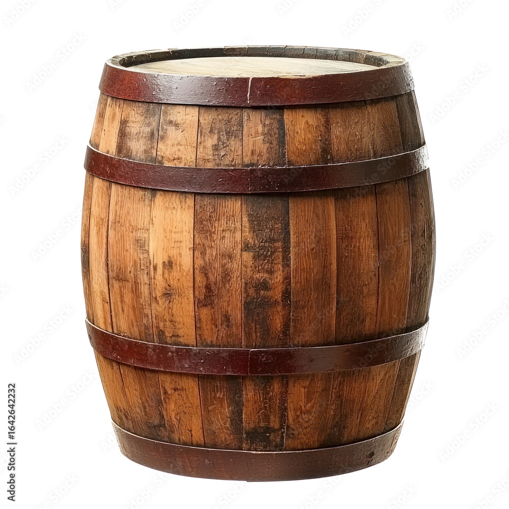 Fototapeta premium New wooden barrel isolate on transparent background