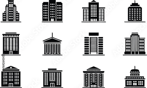 Building Icons – Commercial, Industrial, and Residential Architecture Vector Set
