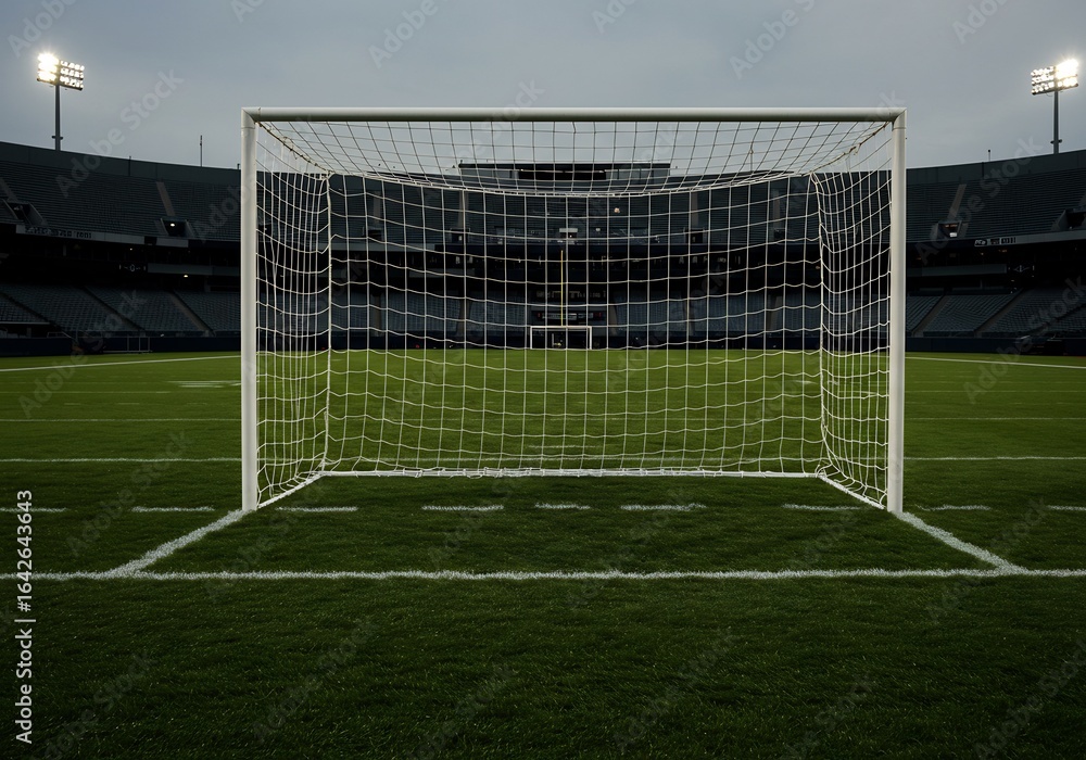 Fototapeta premium 夕暮れのサッカーゴール風景