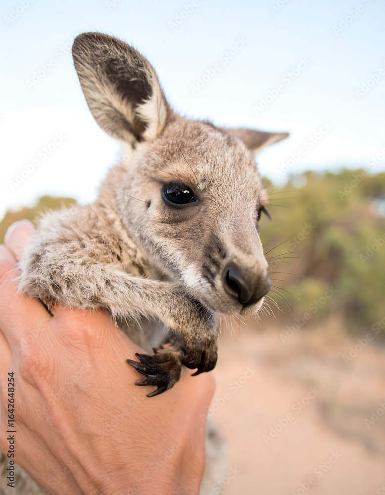Fototapeta premium Baby kangaroo in hand