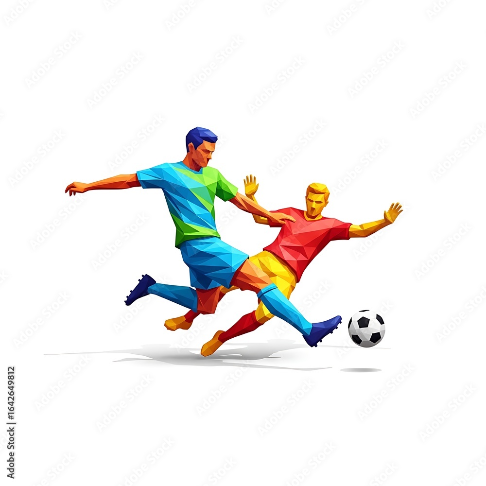 Obraz premium soccer players in action, vector illustration