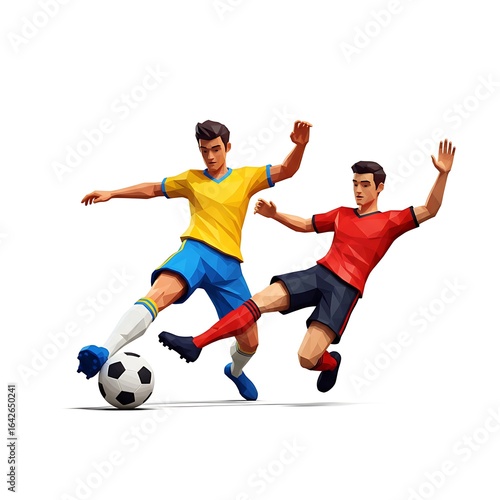 soccer players in action, vector illustration