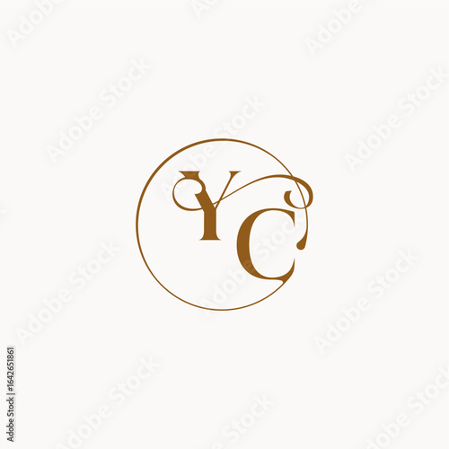 YC letter luxurius feeling with flow circle fows wedding logo monogram elegant style
