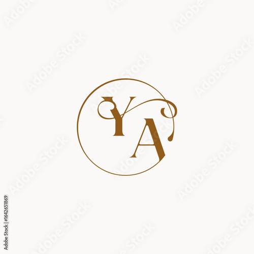 YA letter luxurius feeling with flow circle fows wedding logo monogram elegant style