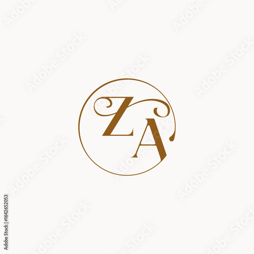 ZA letter luxurius feeling with flow circle fows wedding logo monogram elegant style