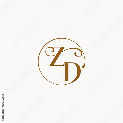 ZD letter luxurius feeling with flow circle fows wedding logo monogram elegant style