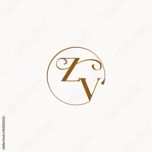 ZV letter luxurius feeling with flow circle fows wedding logo monogram elegant style