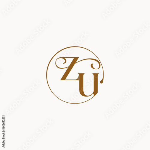 ZU letter luxurius feeling with flow circle fows wedding logo monogram elegant style