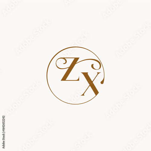 ZX letter luxurius feeling with flow circle fows wedding logo monogram elegant style