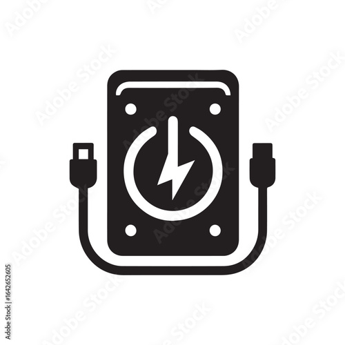 minimalist powerbank logo with white background