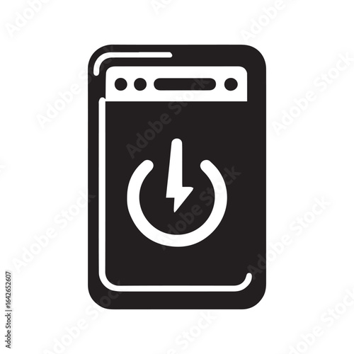 minimalist powerbank logo with white background