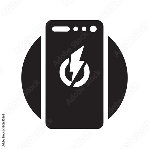 minimalist powerbank logo with white background