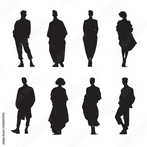 vector illustration of dark silhouette set, Black & White silhouette set 