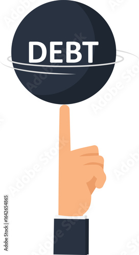Debt Concept: Hand Balancing a Globe with the Word Debt, Financial Burden, Economic Crisis, economic challenges, business finance, financial planning, loan repayment, credit score, money matters