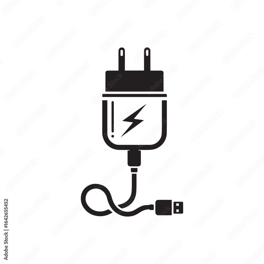 minimalist cellphone charger logo with white background minimalist cellphone charger logo with white background