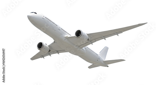 3d airplane flying in the clear sky isolated on transparent background