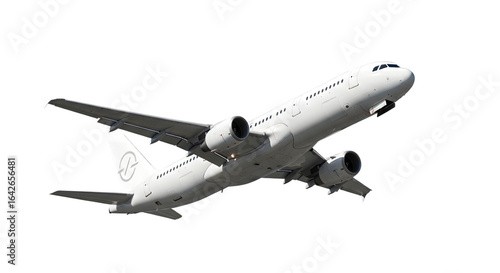 3d white plane flying in the sky isolated on transparent background