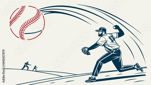 Baseball pitcher throwing ball vector illustration for sports design and athletic competition concepts