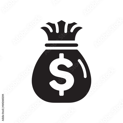 2d black and white money bag logo