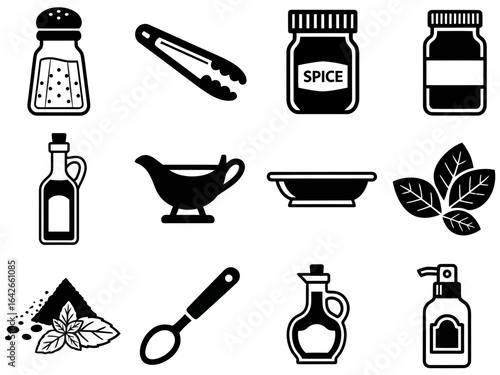 A versatile set of kitchen and condiment icons for culinary and restaurant branding