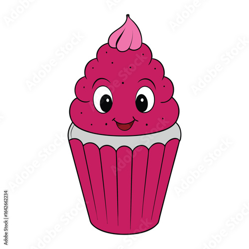 A fluffy, moist cupcake topped with creamy raspberry frosting and fresh raspberries, offering a perfect balance of sweetness and tart berry flavor in every bite.
