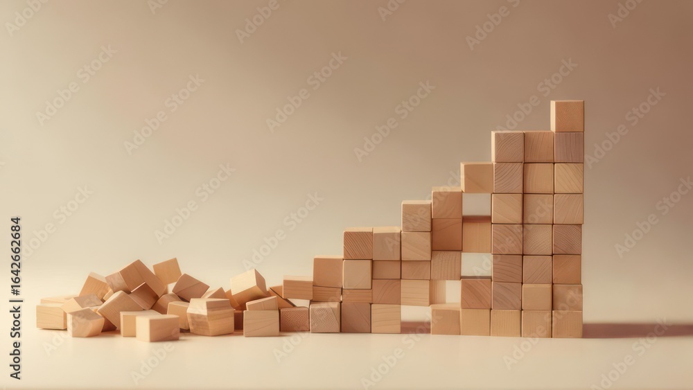 Obraz premium Wooden blocks forming a staircase