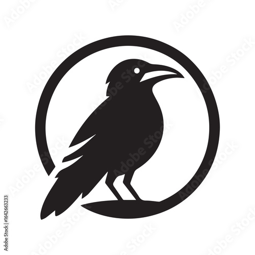 2d black and white crow logo
