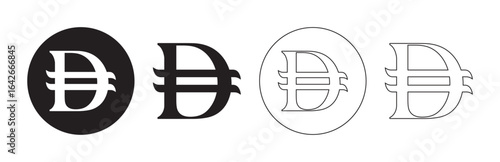 Dirham Symbol Vector Icon. Currency Sign for Finance, Banking, Forex Trading, Payment Systems, and Monetary Design in Black and Outline Styles