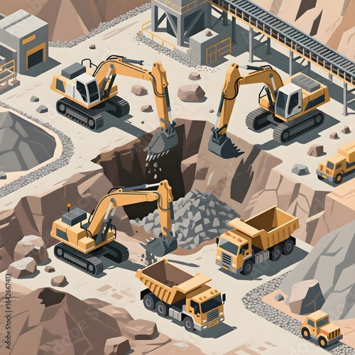 isometric view of a construction site