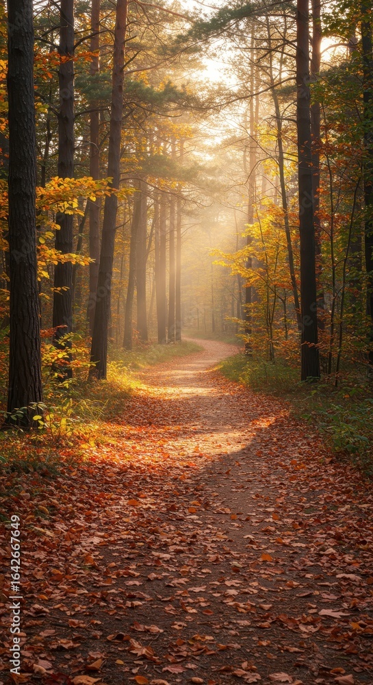 Obraz premium Golden autumn forest path