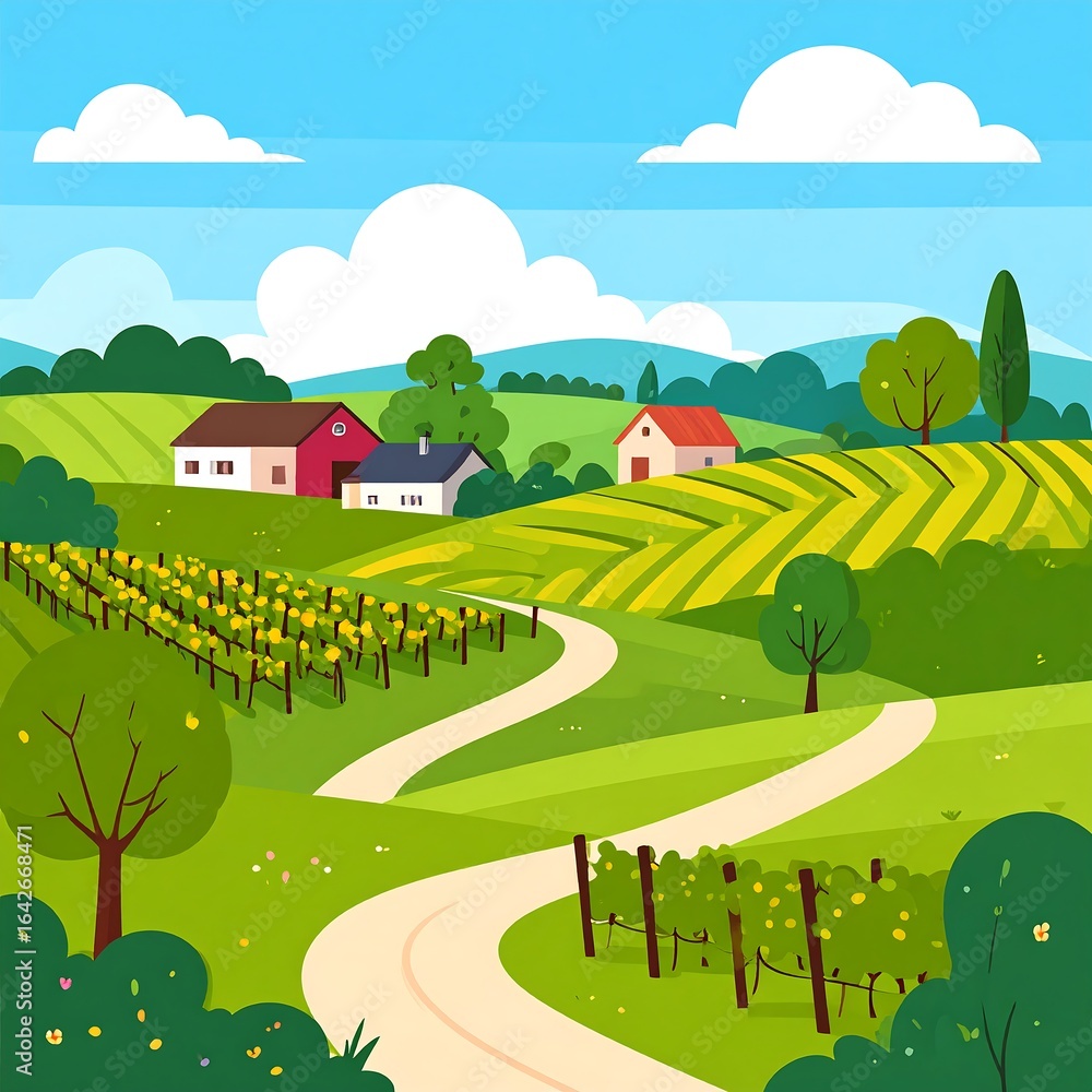 Fototapeta premium Colorful rural landscape scene